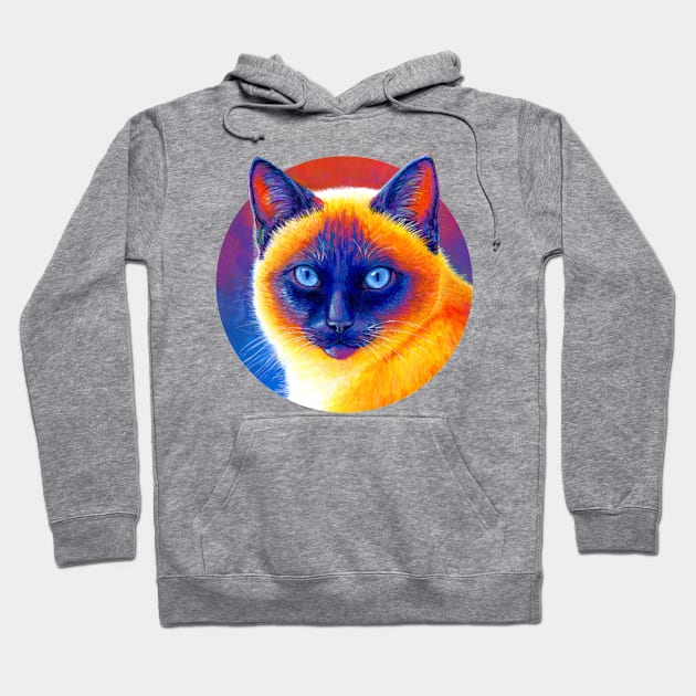 Jewel of the Orient Colorful Siamese Cat Hoodie by rebeccawangart